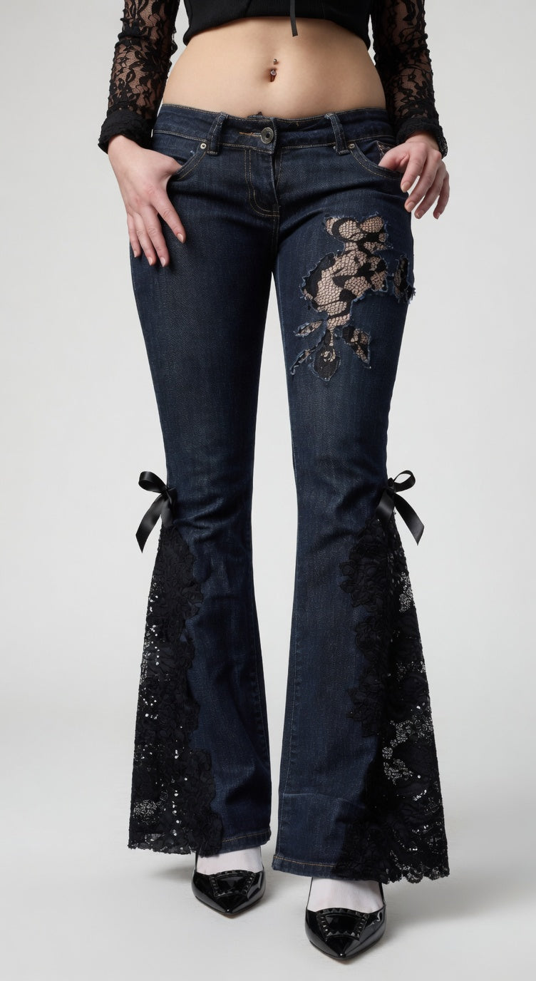 Midnight Lace Flare Jeans – Luxury Comfort, Signature Lace 🔥