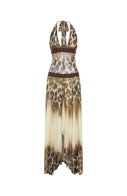 Leopard Royale Halter Gown