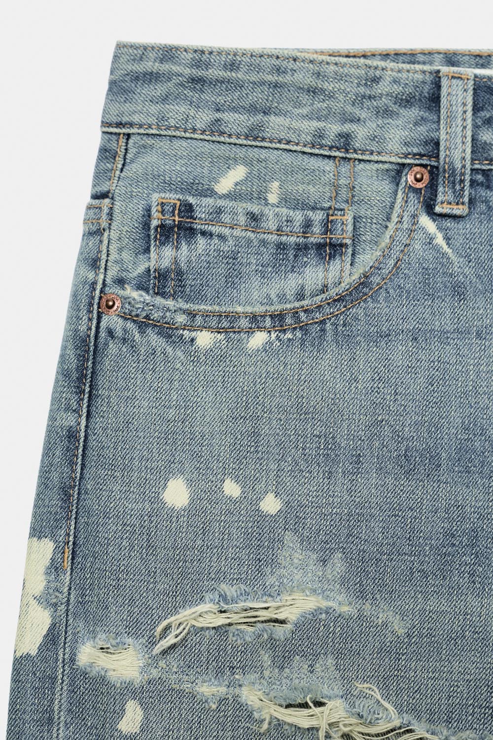 TRF MID-WAIST BOYFRIEND SPLATTER JEANS
