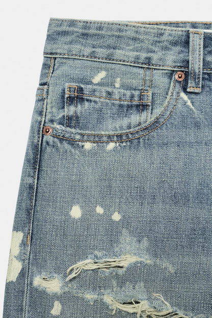 TRF MID-WAIST BOYFRIEND SPLATTER JEANS