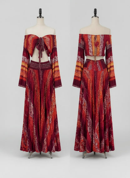Boho Paisley Two-Piece Maxi Set