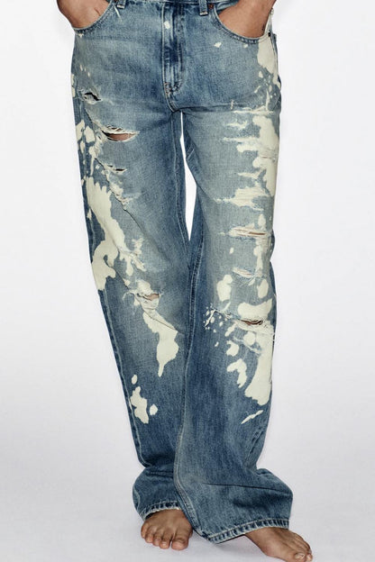 TRF MID-WAIST BOYFRIEND SPLATTER JEANS