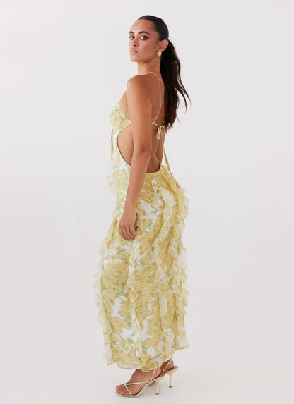 Sunset Kisses Ruffle Maxi Dress