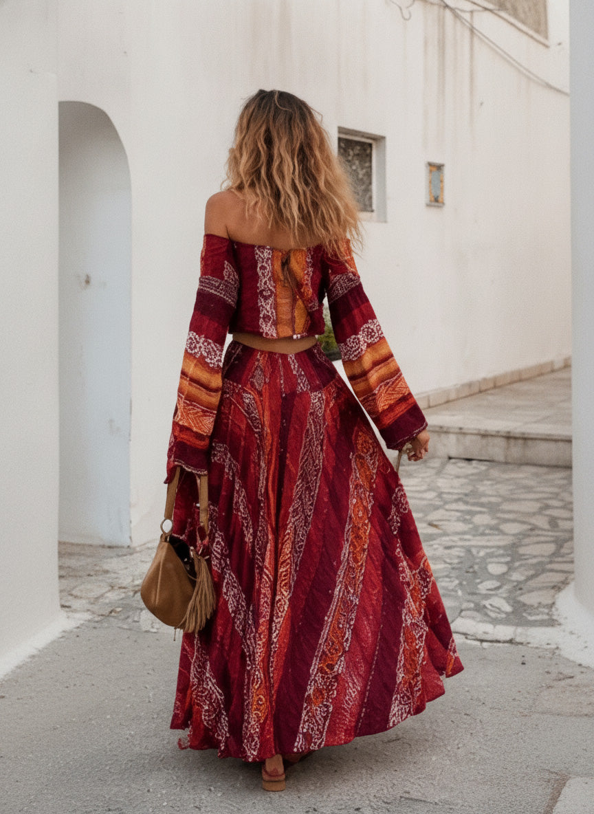 Boho Paisley Two-Piece Maxi Set