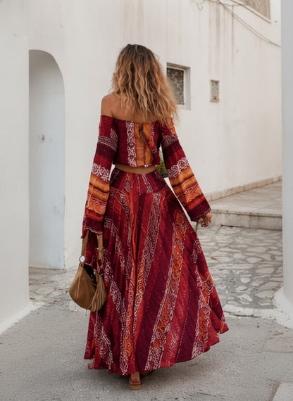 Boho Paisley Two-Piece Maxi Set
