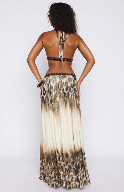 Leopard Royale Halter Gown