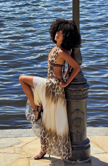 Leopard Royale Halter Gown