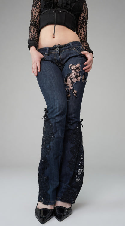 Midnight Lace Flare Jeans – Luxury Comfort, Signature Lace 🔥