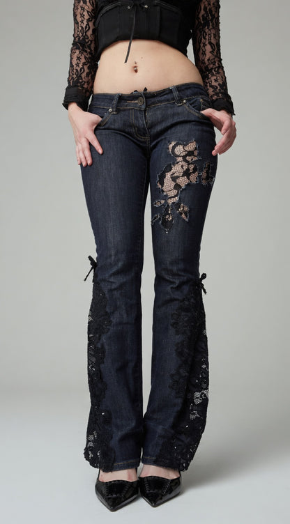 Midnight Lace Flare Jeans – Luxury Comfort, Signature Lace 🔥