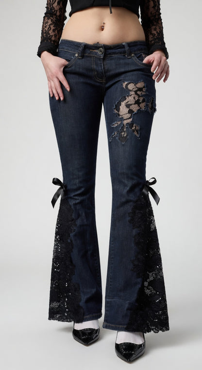 Midnight Lace Flare Jeans – Luxury Comfort, Signature Lace 🔥